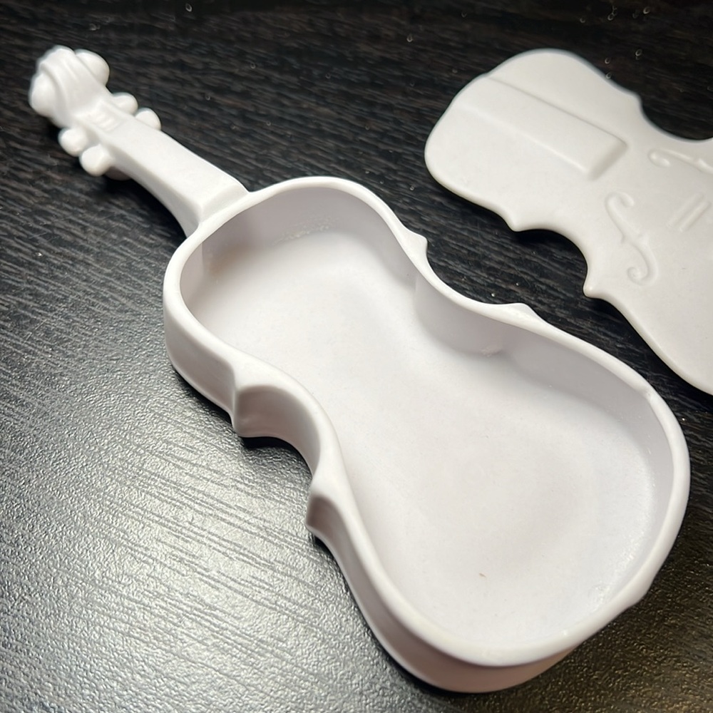 VTG Mountainside Musical Instrument Cello Violin Bisque Porcelain Trinket Box - Picture 5 of 6